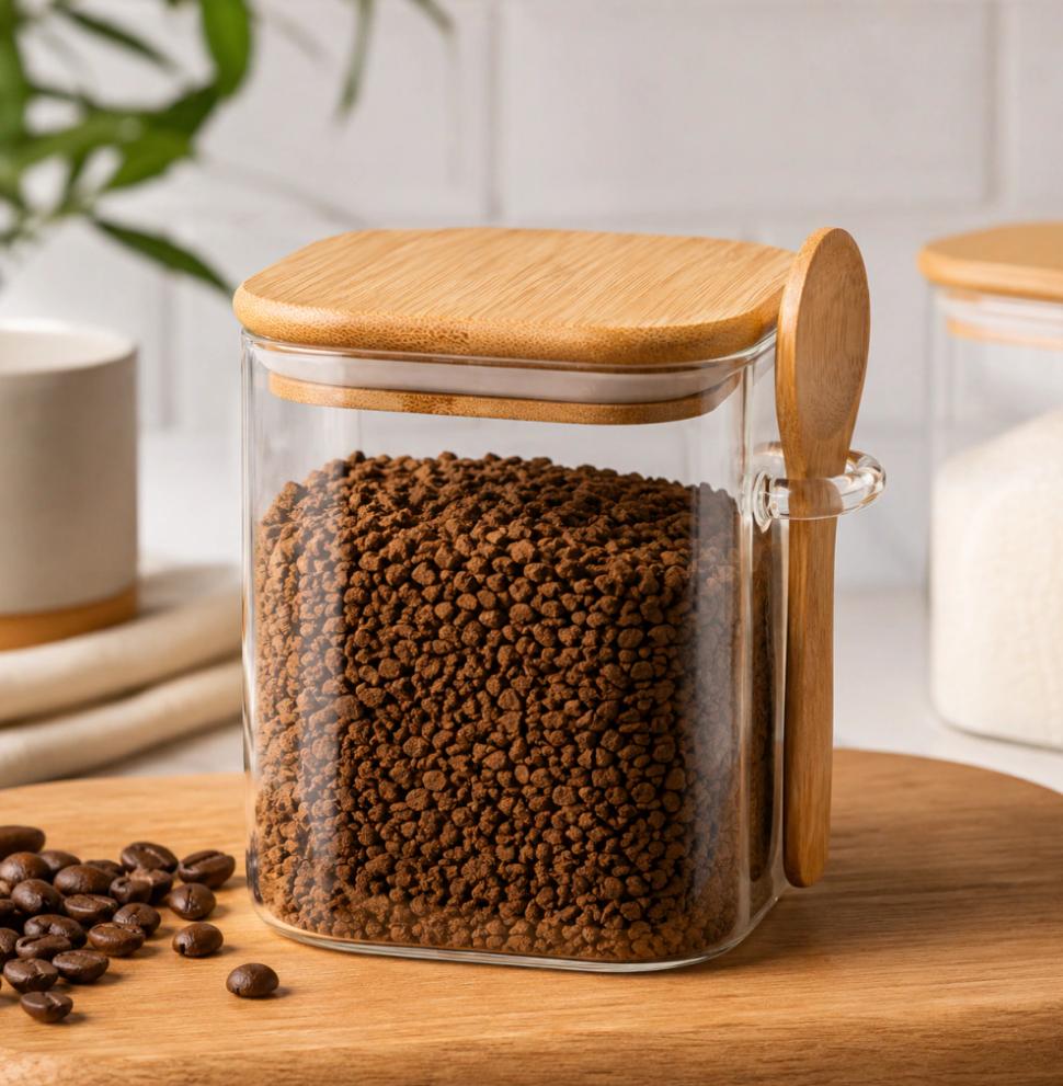 Set de 3 frascos herm&eacute;ticos con tapa de bamb&uacute; Velmora